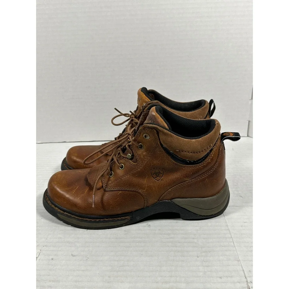 Ariat Jarrison Brown Leather Ankle Work Boots W: 8.5B 31450 Lace Up Equestrian